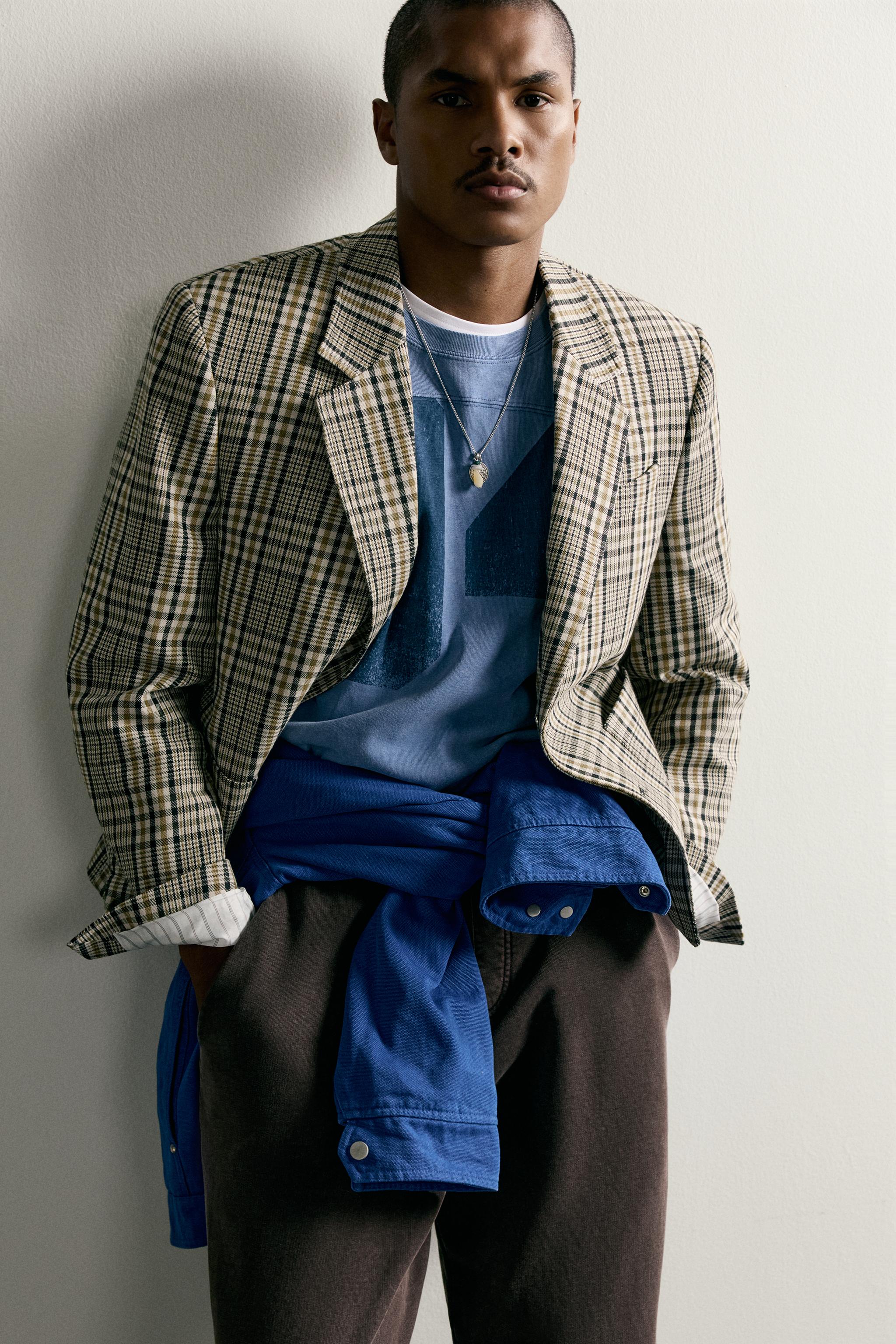 PLAID BOXY FIT BLAZER